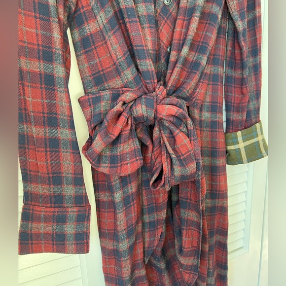 Rag & Bone Plaid Wool Tie Waist Shirt Dress - Picture 2 of 4